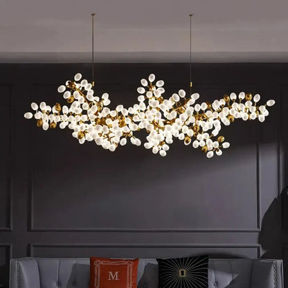 Gold frosted glass blossom led chandelier dining room