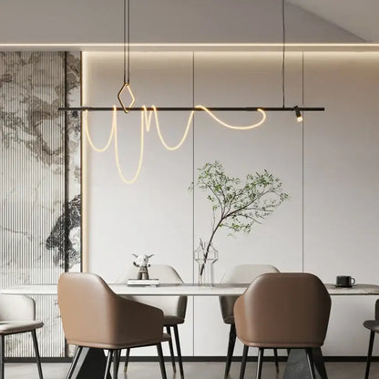 Modern minimalist black led chandelier for office