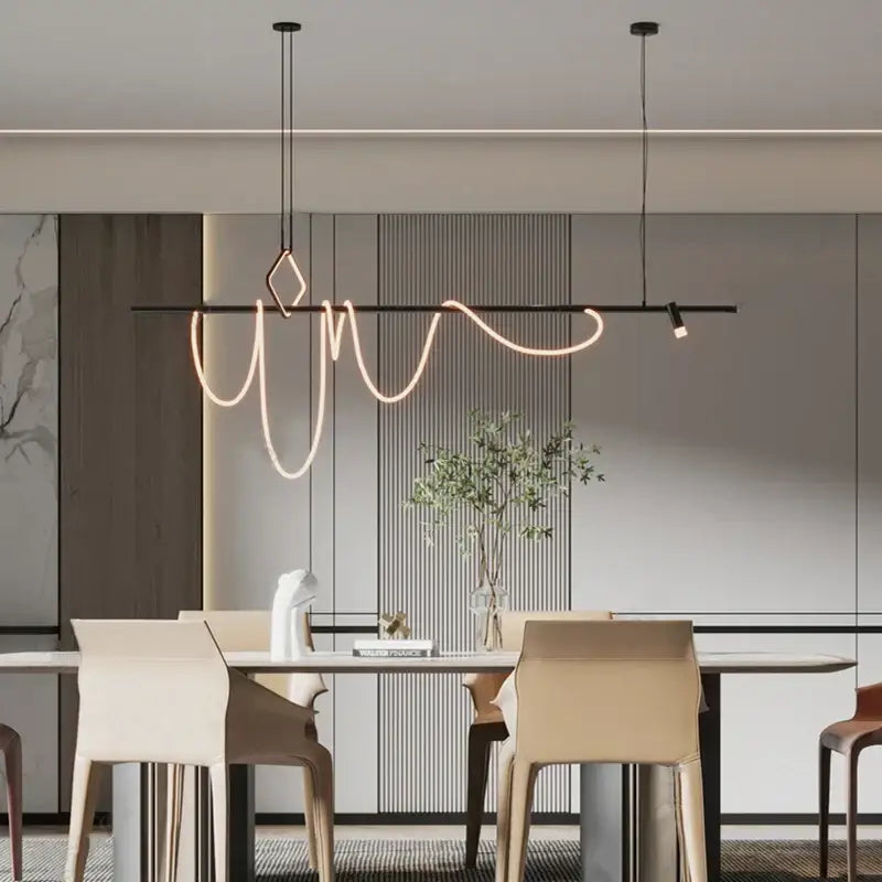 Modern minimalist black led chandelier for office