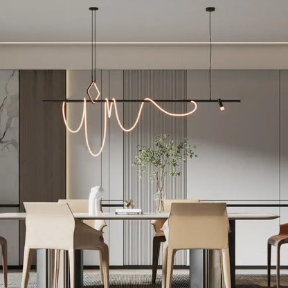 Modern minimalist black led chandelier for office