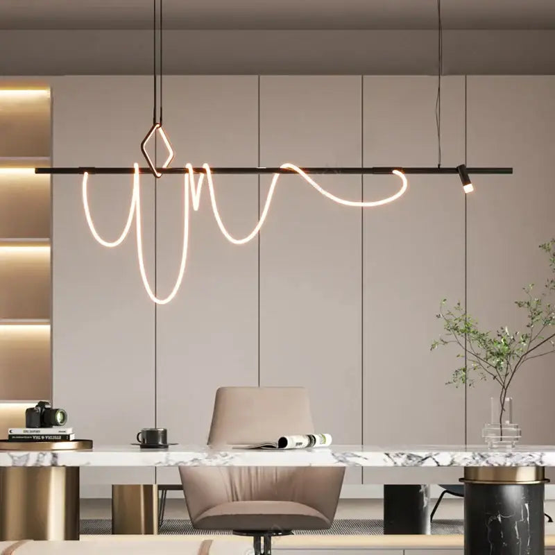 Modern minimalist black led chandelier for office