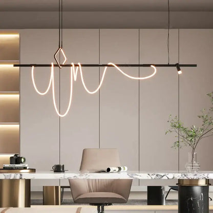 Modern minimalist black led chandelier for office