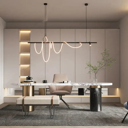 Modern minimalist black led chandelier for office