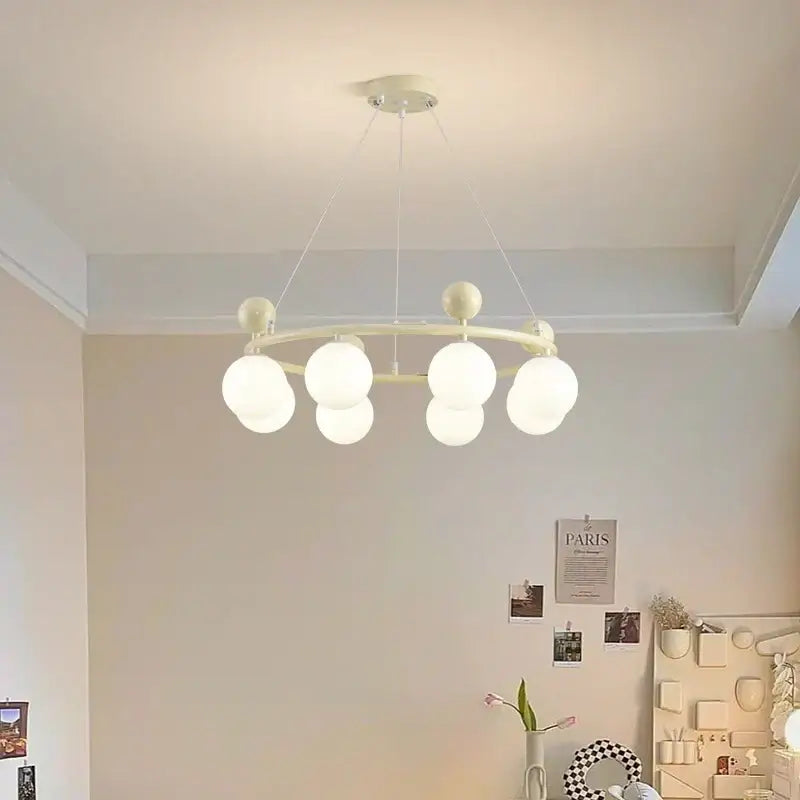 Modern off white led chandelier – dining room minimalist pendant light