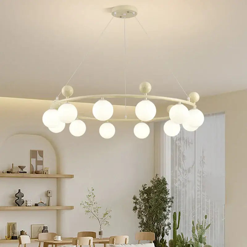 Modern off white led chandelier – dining room minimalist pendant light
