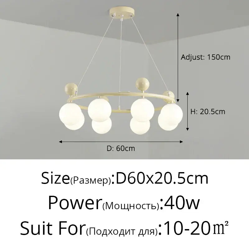 Modern off white led chandelier – dining room minimalist pendant light
