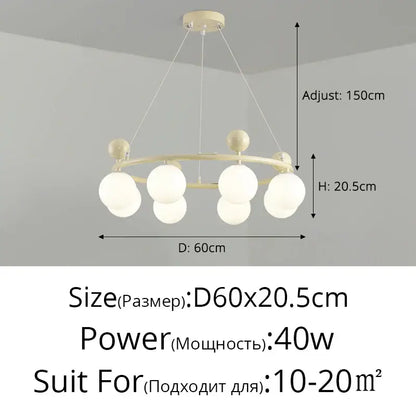 Modern off white led chandelier – dining room minimalist pendant light