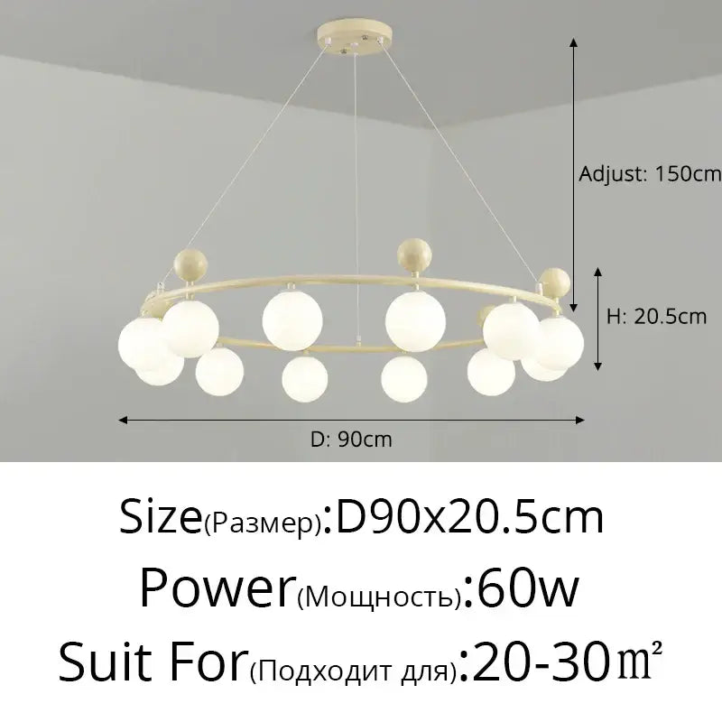 Modern off white led chandelier – dining room minimalist pendant light