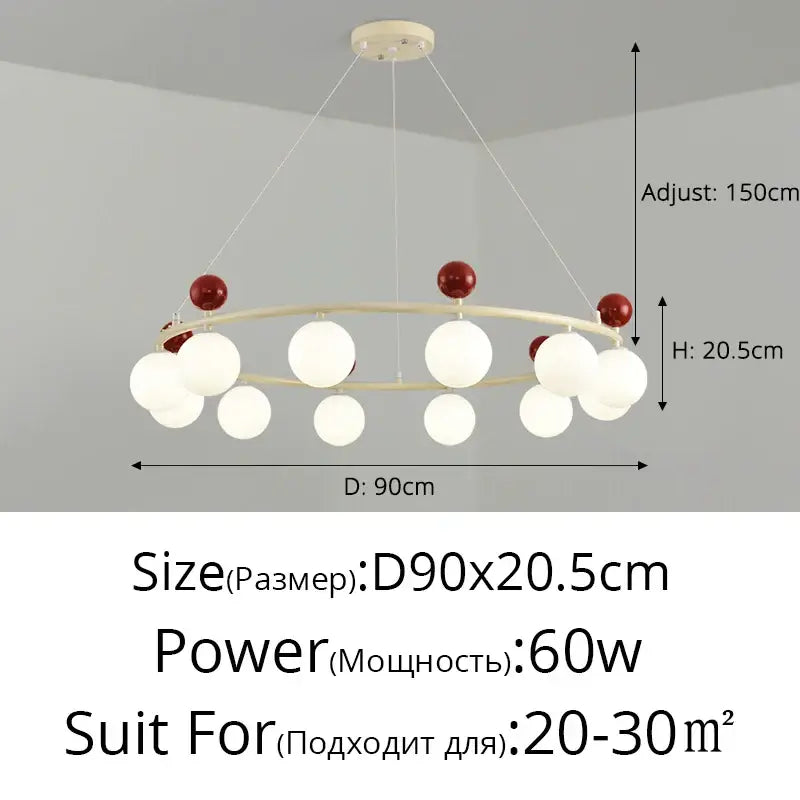 Modern off white led chandelier – dining room minimalist pendant light