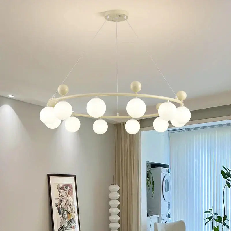 Modern off white led chandelier – dining room minimalist pendant light