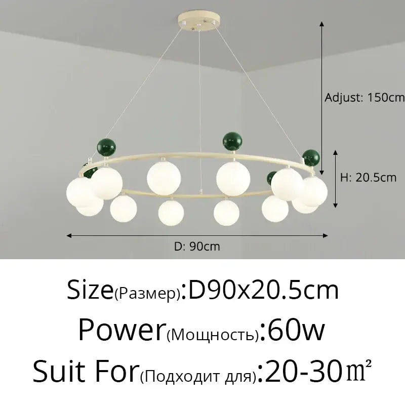 Modern off white led chandelier – dining room minimalist pendant light