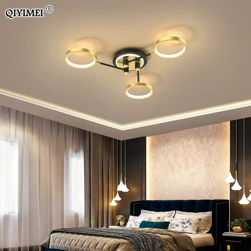 Modern gold ring led chandelier dining room light