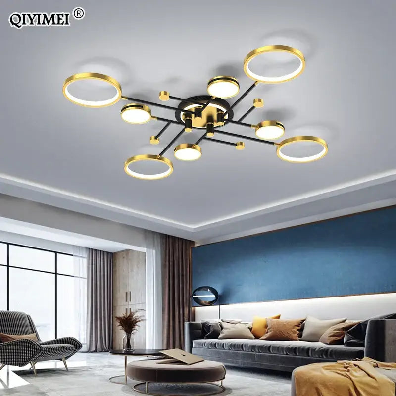 Modern gold ring led chandelier dining room light