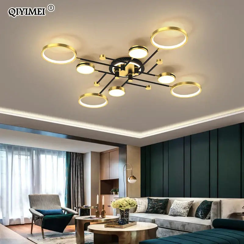 Modern gold ring led chandelier dining room light