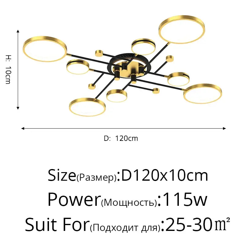Modern gold ring led chandelier dining room light
