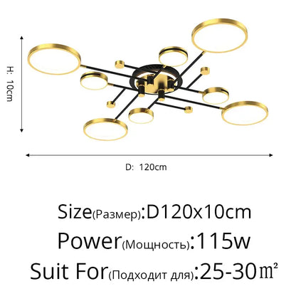 Modern gold ring led chandelier dining room light