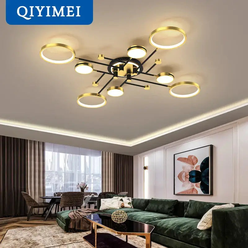 Modern gold ring led chandelier dining room light