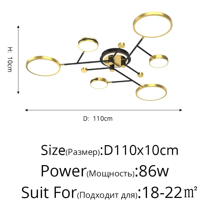Modern gold ring led chandelier dining room light