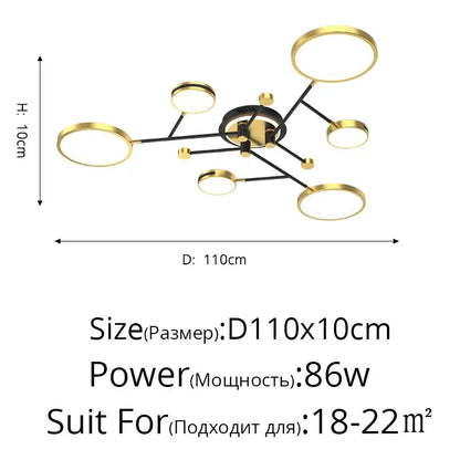 Modern gold ring led chandelier dining room light