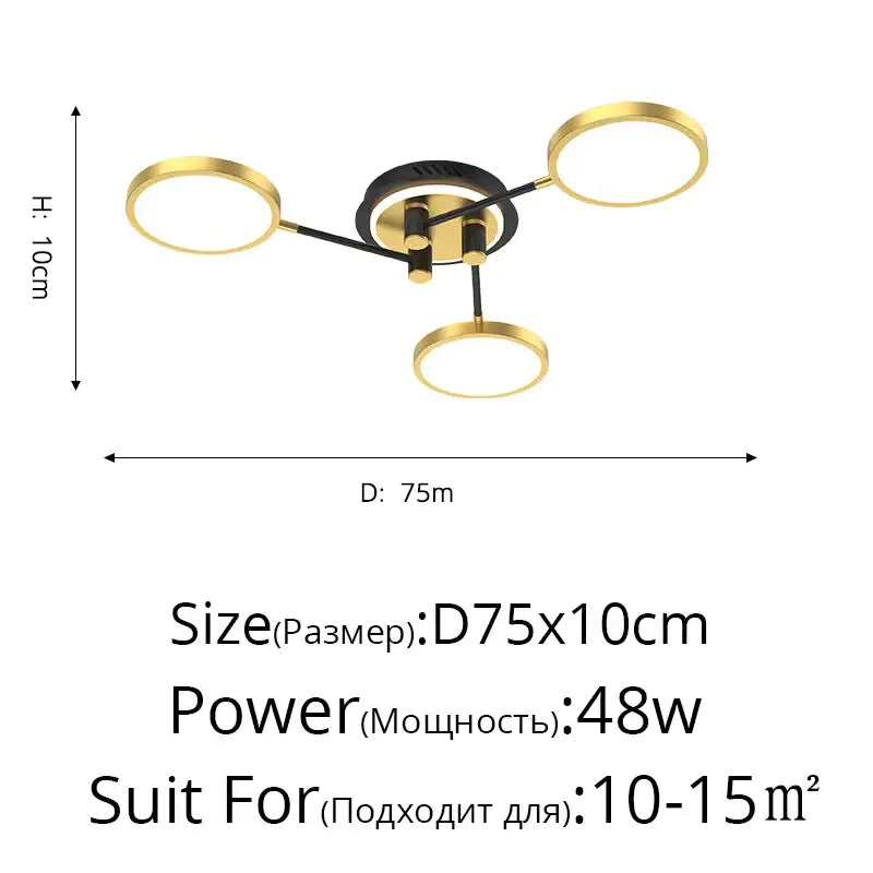 Modern gold ring led chandelier dining room light