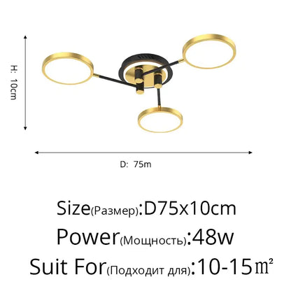 Modern gold ring led chandelier dining room light