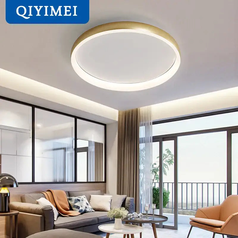 Modern minimalist gold led chandelier for living room
