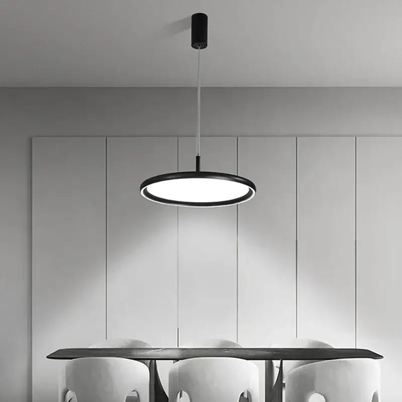 Modern black circular led chandelier lights for dining room