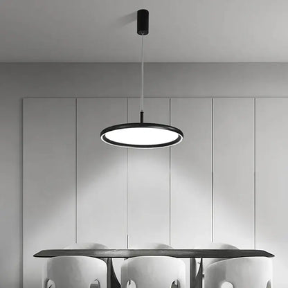 Modern black circular led chandelier lights for dining room