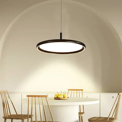 Modern black circular led chandelier lights for dining room