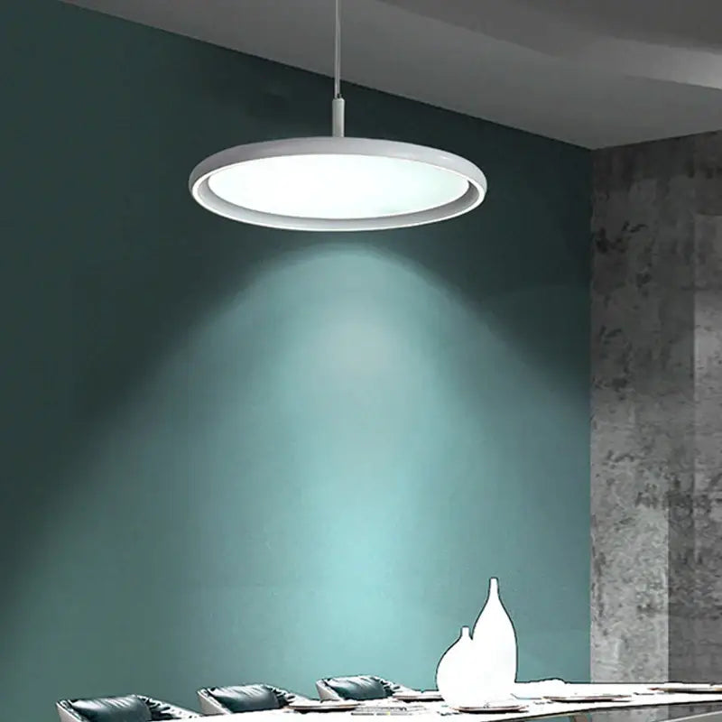 Modern black circular led chandelier lights for dining room