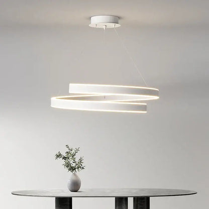 Modern black circular led chandelier for living room warm lighting