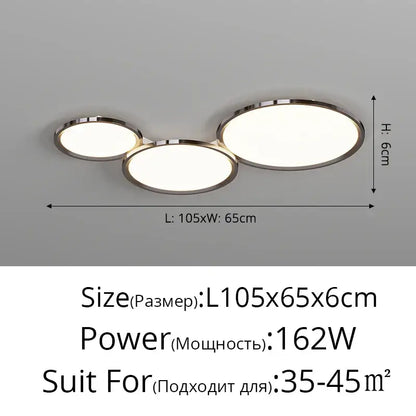 Modern chrome three circle led chandelier living room light