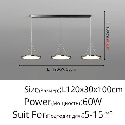 Modern chrome three circle led chandelier living room light
