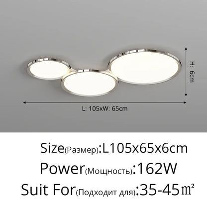 Modern chrome three circle led chandelier living room light