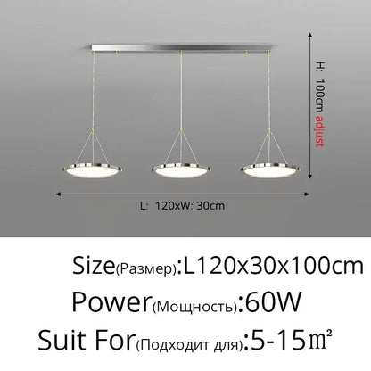 Modern chrome three circle led chandelier living room light