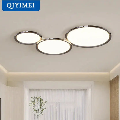 Modern chrome three circle led chandelier living room light