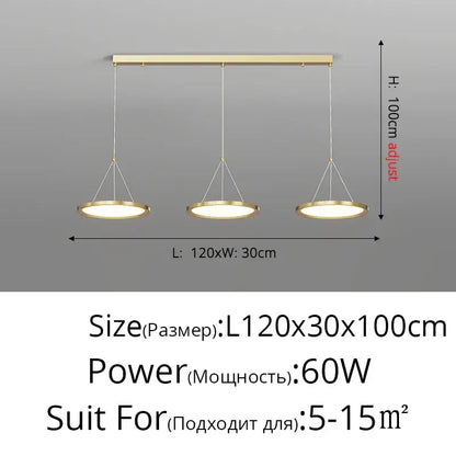 Modern chrome three circle led chandelier living room light