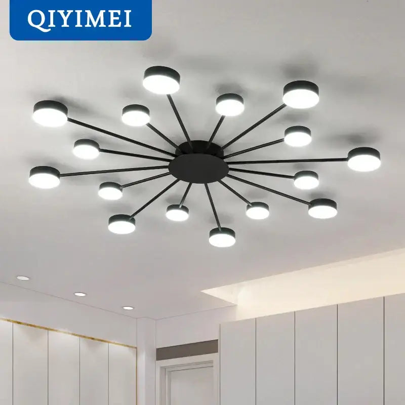 Modern black starburst led chandelier living room light