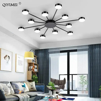 Modern black starburst led chandelier living room light