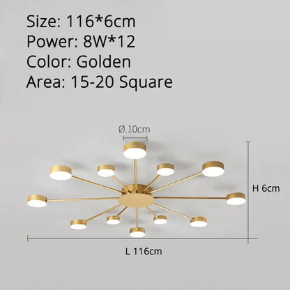 Modern black starburst led chandelier living room light