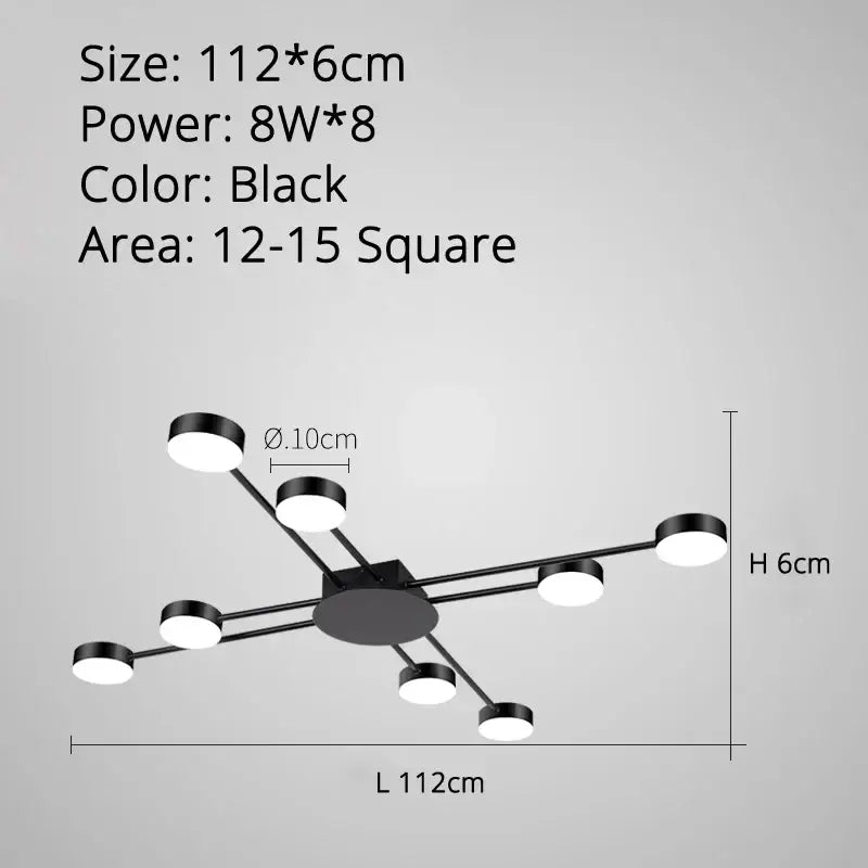 Modern black starburst led chandelier living room light