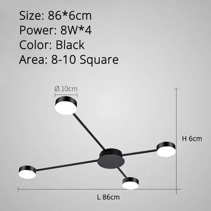 Modern black starburst led chandelier living room light