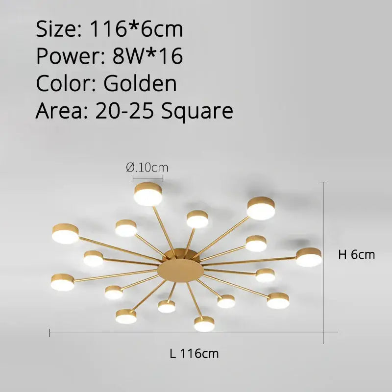 Modern black starburst led chandelier living room light