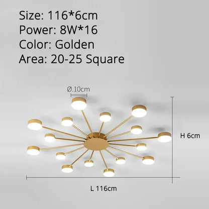 Modern black starburst led chandelier living room light