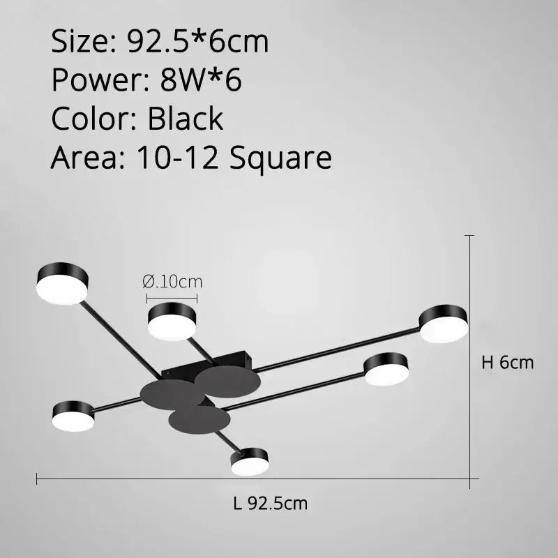 Modern black starburst led chandelier living room light