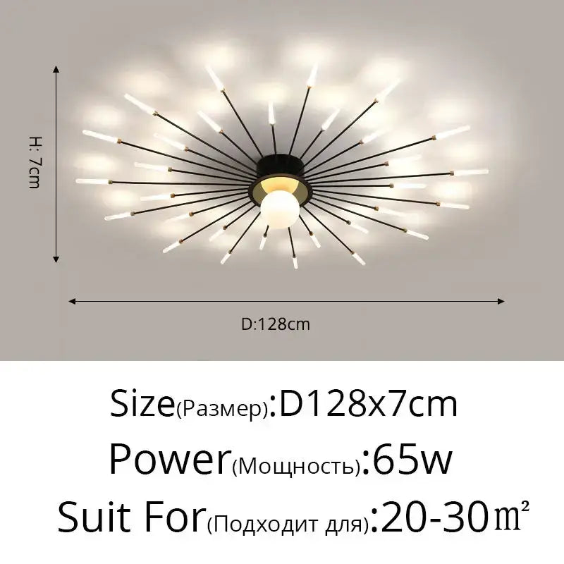 Modern gold starburst led chandelier lights for living room