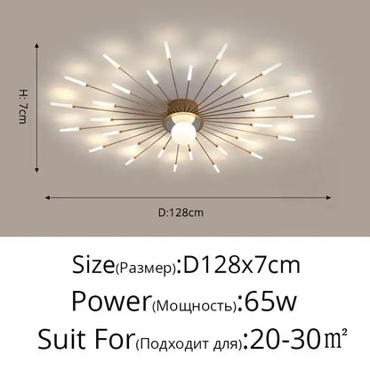 Modern gold starburst led chandelier lights for living room