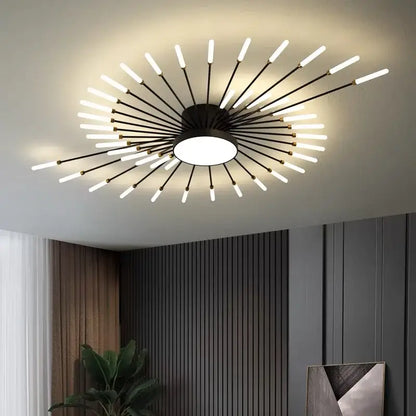 Modern gold starburst led chandelier lights for living room