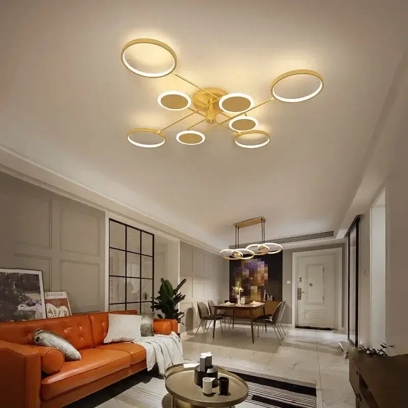Modern black circular led chandelier for living room