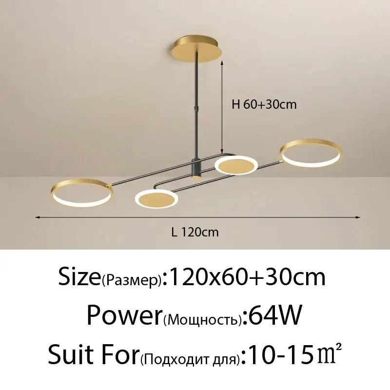 Modern black circular led chandelier for living room